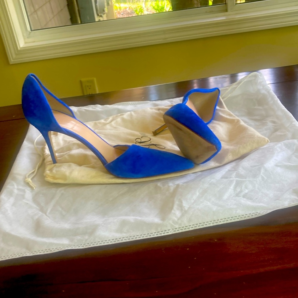 Blue Sapphire suede pumps. Worn once at wedding.